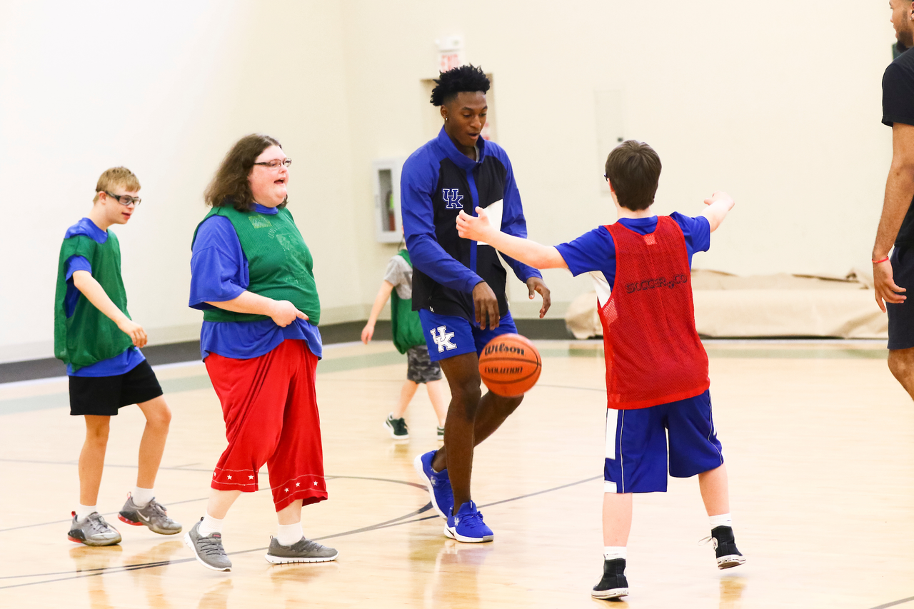 Immanuel Quickley. 

EJ Montgomery and Immanuel Quickley play basketball with with kids during a camp at Winstar Farm on Thursday, June 20th. 

Photo by Eddie Justice | UK Athletics