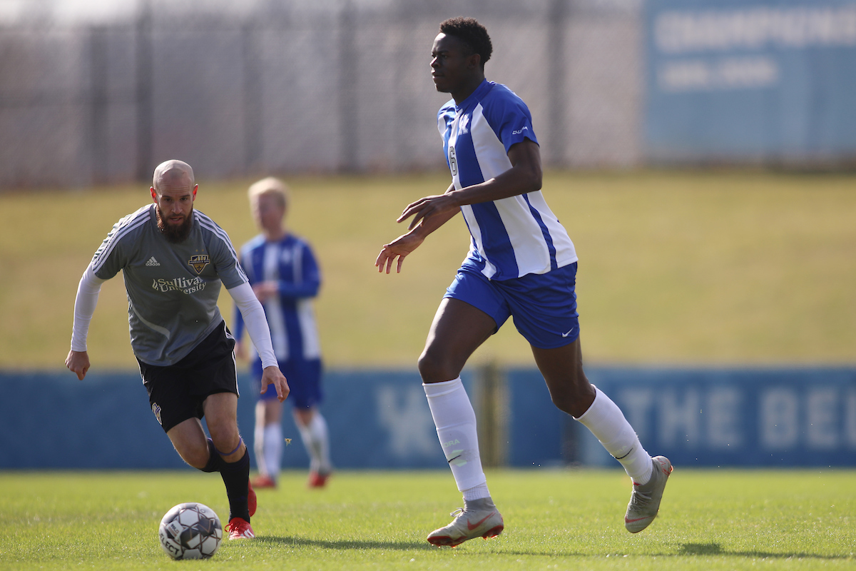 Aimé Mabika.

Kentucky men's soccer in action against Louisville City FC.

Photo by Quinn Foster | UK Athletics