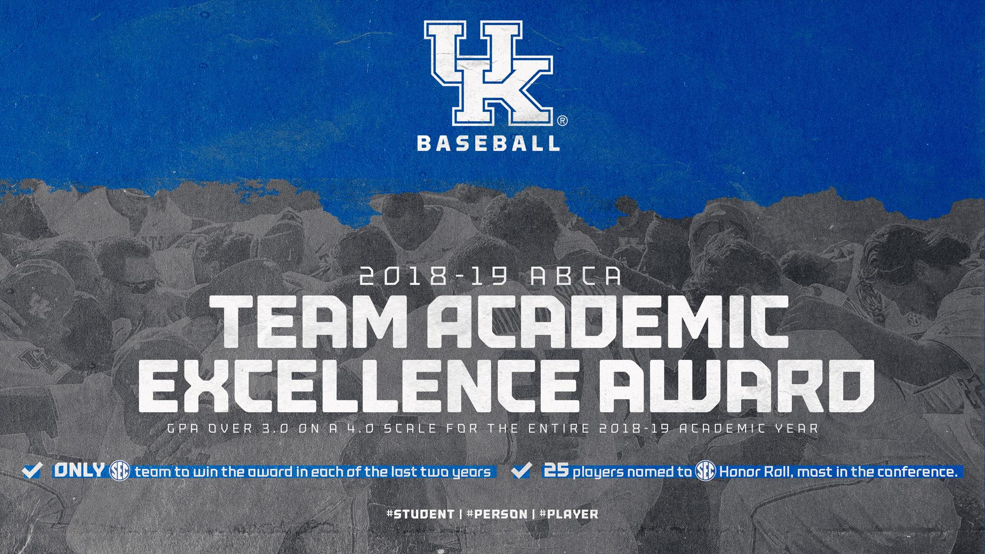 Kentucky Receives ABCA Team Academic Excellence Award