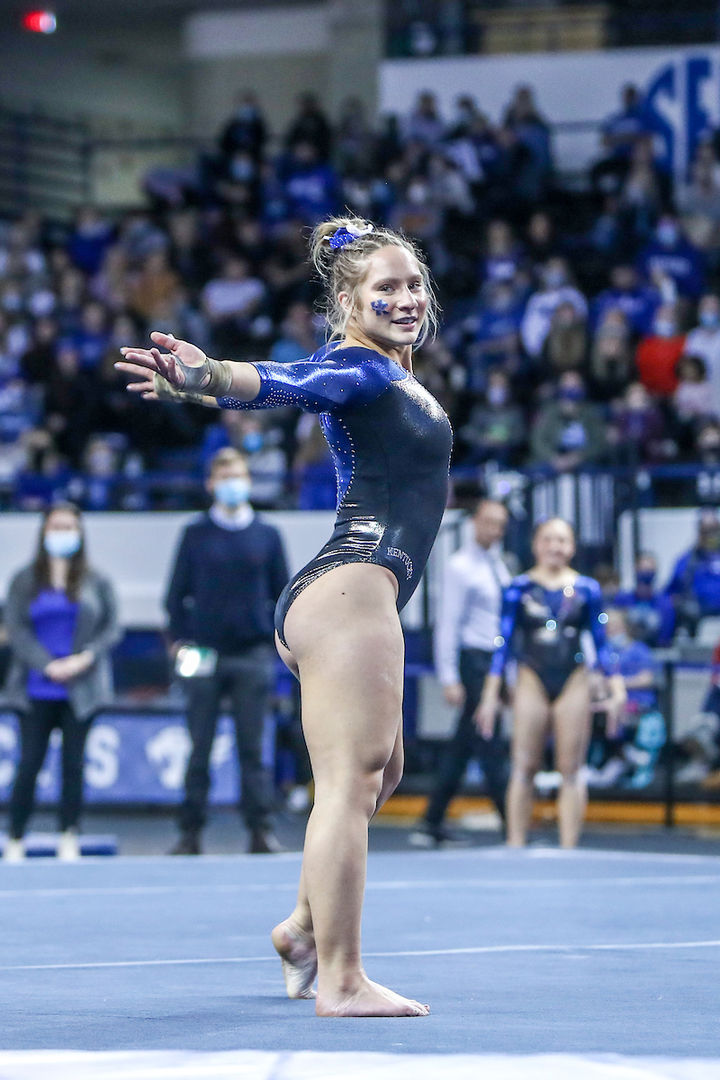 Ashlyn LaClair.

Kentucky defeats Mizzou 197.450-196.875.

Photo by Sarah Caputi | UK Athletics
