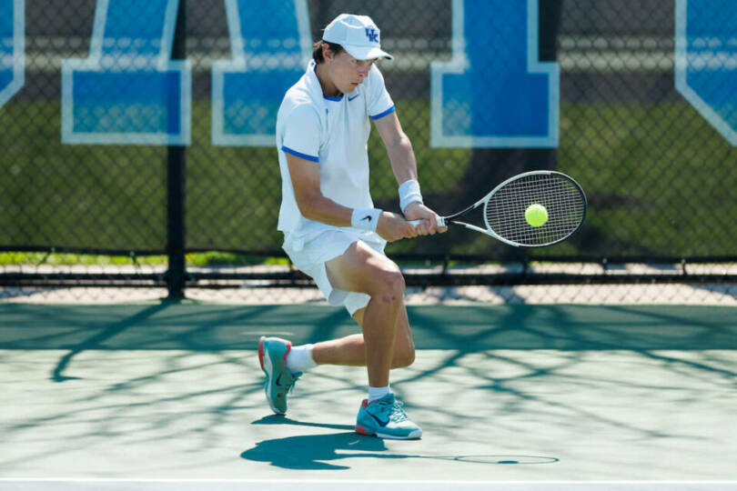 Elu Stephenson hitting a backhand