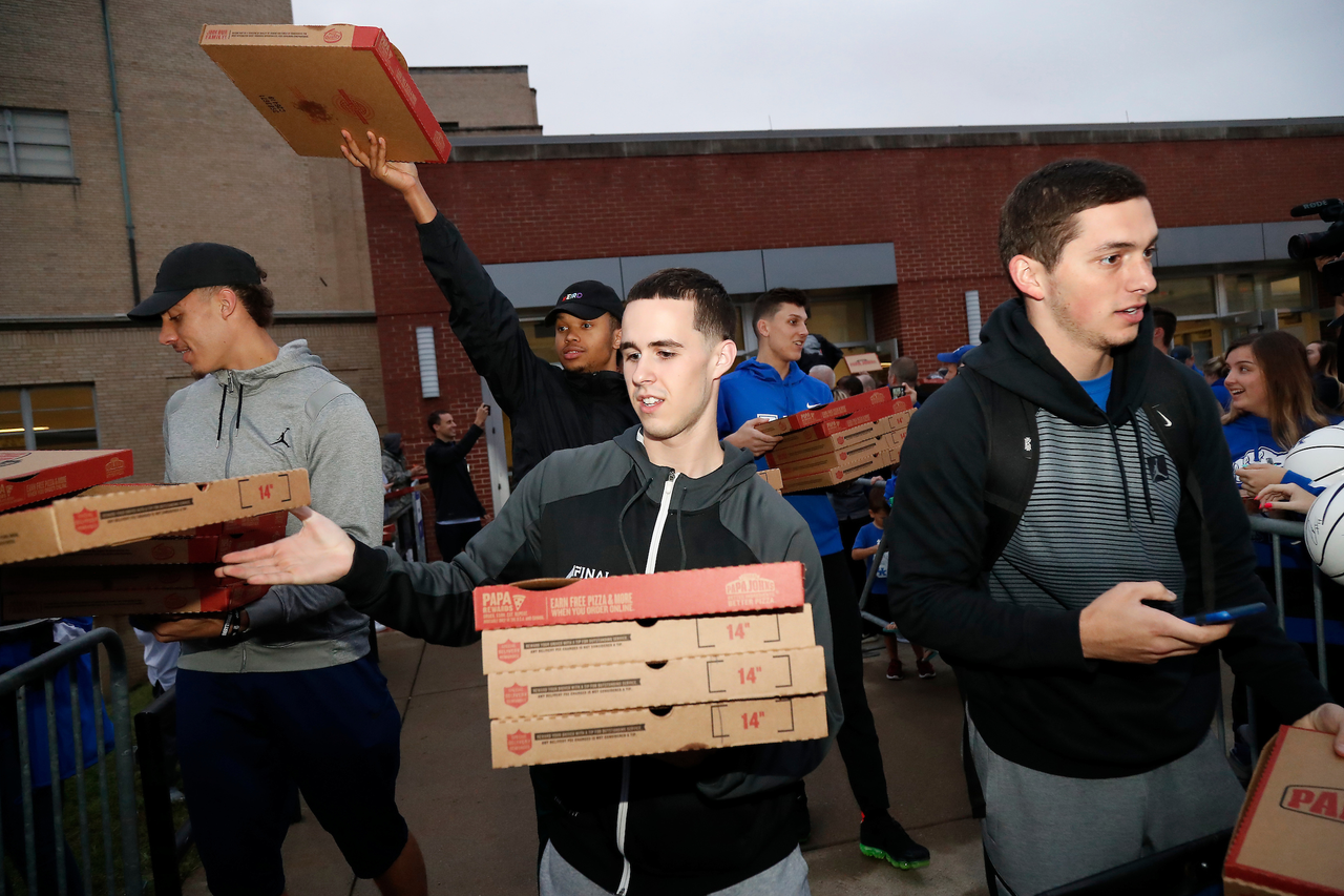 Brad Calipari. Reid Travis. Jonny David. Jermarl Baker.

Madness campout. 180927.

Photo by Chet White | UK Athletics