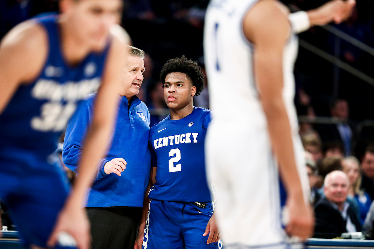 John Calipari. Sahvir Wheeler.

Kentucky loses to Duke 79-71 in the Champions Classic at Madison Square Garden in New York on Nov. 9, 2021.

Photos by Chet White | UK Athletics