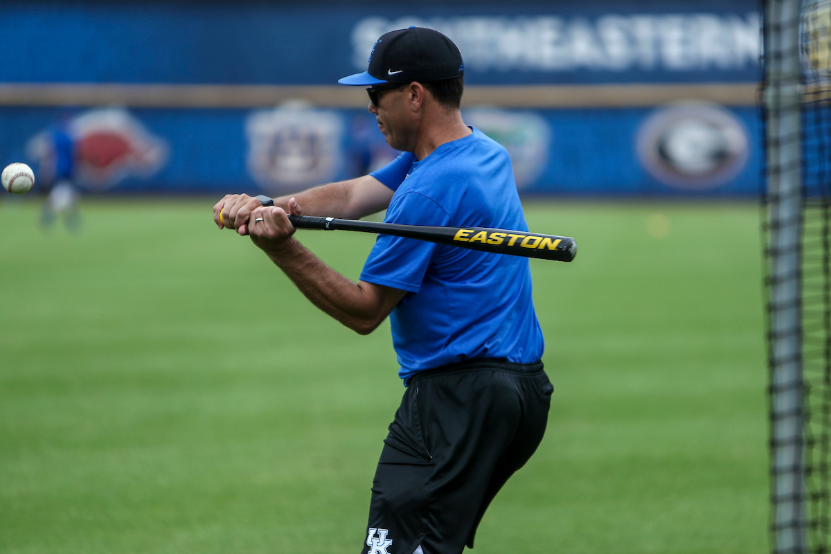 Coach Nick Mingione.Kentucky Baseball Practice at the 2022 SEC Tournament.Photo by Sarah Caputi | UK Athletics