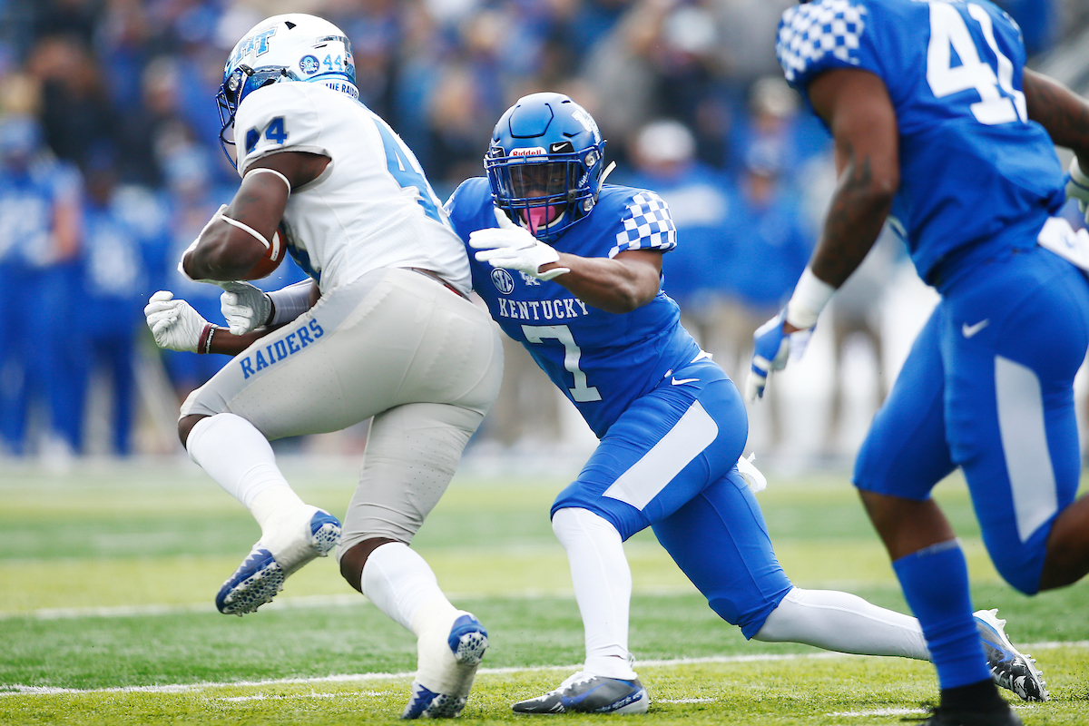 Mike Edwards.

UK football beats MTSU 34-23 on Senior Day at Kroger Field.

Photo by Quinn Foster | UK Athletics
