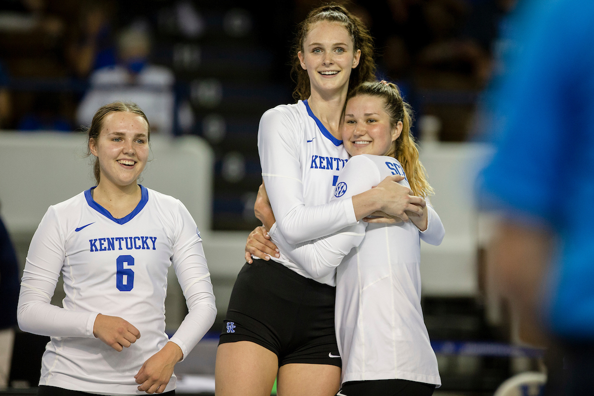 Eleanor Beavin, Sophie Fischer, and Cameron Scheitzach.

Kentucky loses to Creighton 0 - 3.

Photo by Sarah Caputi | UK Athletics
