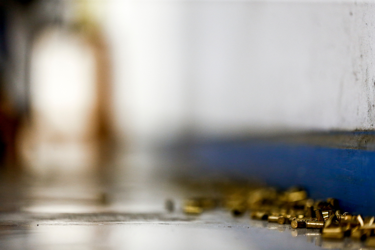 Casings. 

Kentucky Rifle vs Ole Miss. 

Photo by Sarah Caputi | UK Athletics