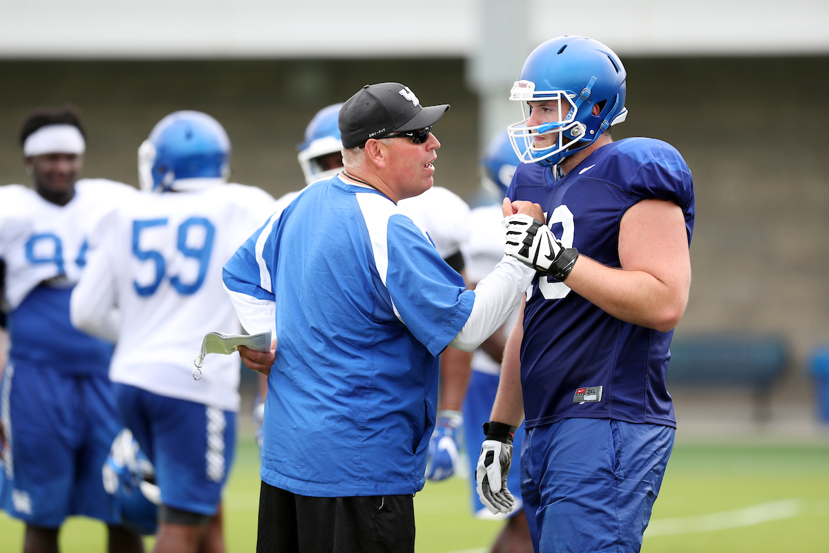 The Football Team training camp Friday, August 10,  2018. 

Photo by Britney Howard | UK Athletics