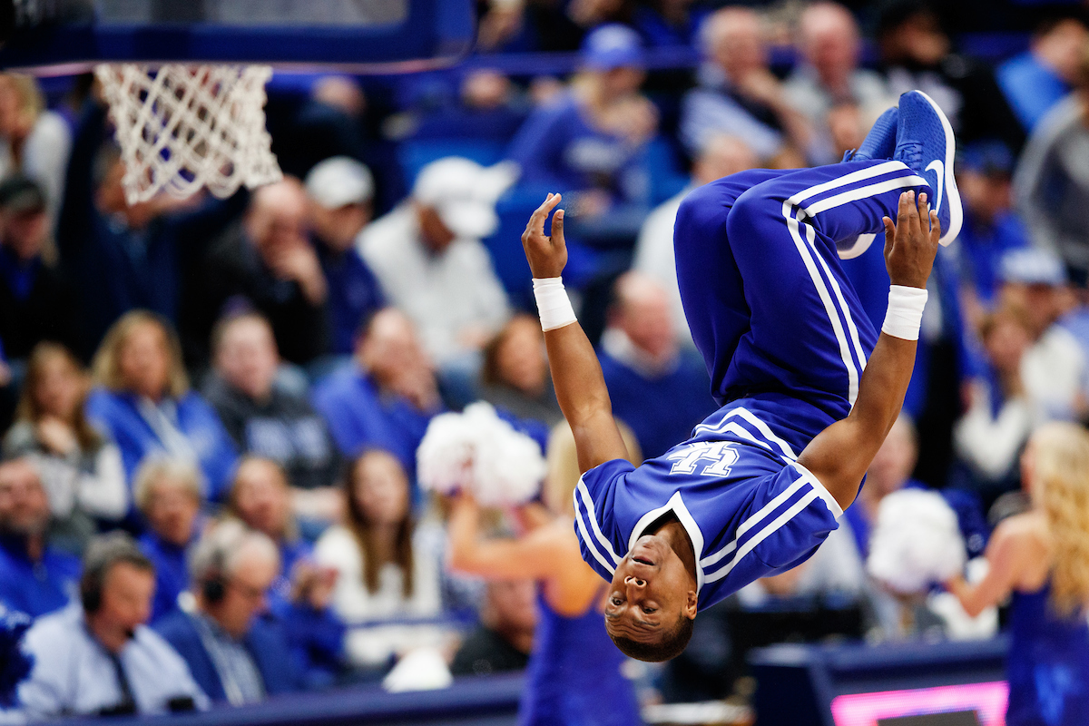 Cheerleader.

The UK men's basketball team beat Kansas 71-63 at Rupp Arena on Saturday, January 26, 2019.

Photo by Elliott Hess | UK Athletics