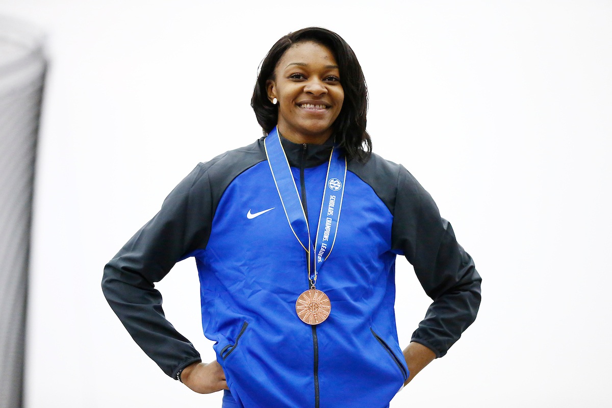 Marie-Josee Ebwea-Bile

The University of Kentucky track and field team competes in day two of the 2018 SEC Indoor Track and Field Championships at the Gilliam Indoor Track Stadium in College Station, TX., on Sunday, February 25, 2018.

Photo by Chet White | UK Athletics