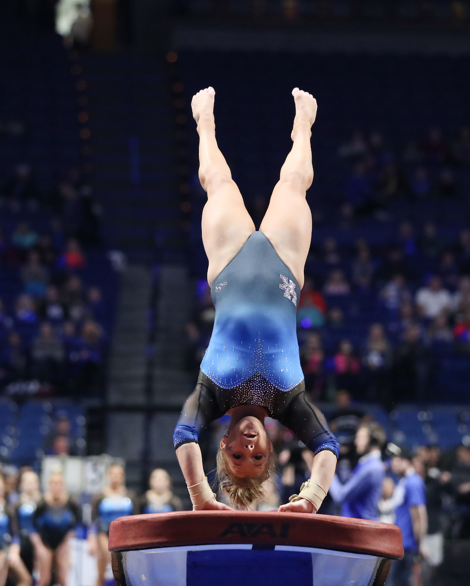 MOLLIE KORTH.

The University of Kentucky gymnastics team beat Ball State, Southeast Missouri, and George Washington on Friday, January 5, 2017 at Rupp Arena in Lexington, Ky.

Photo by Elliott Hess | UK Athletics