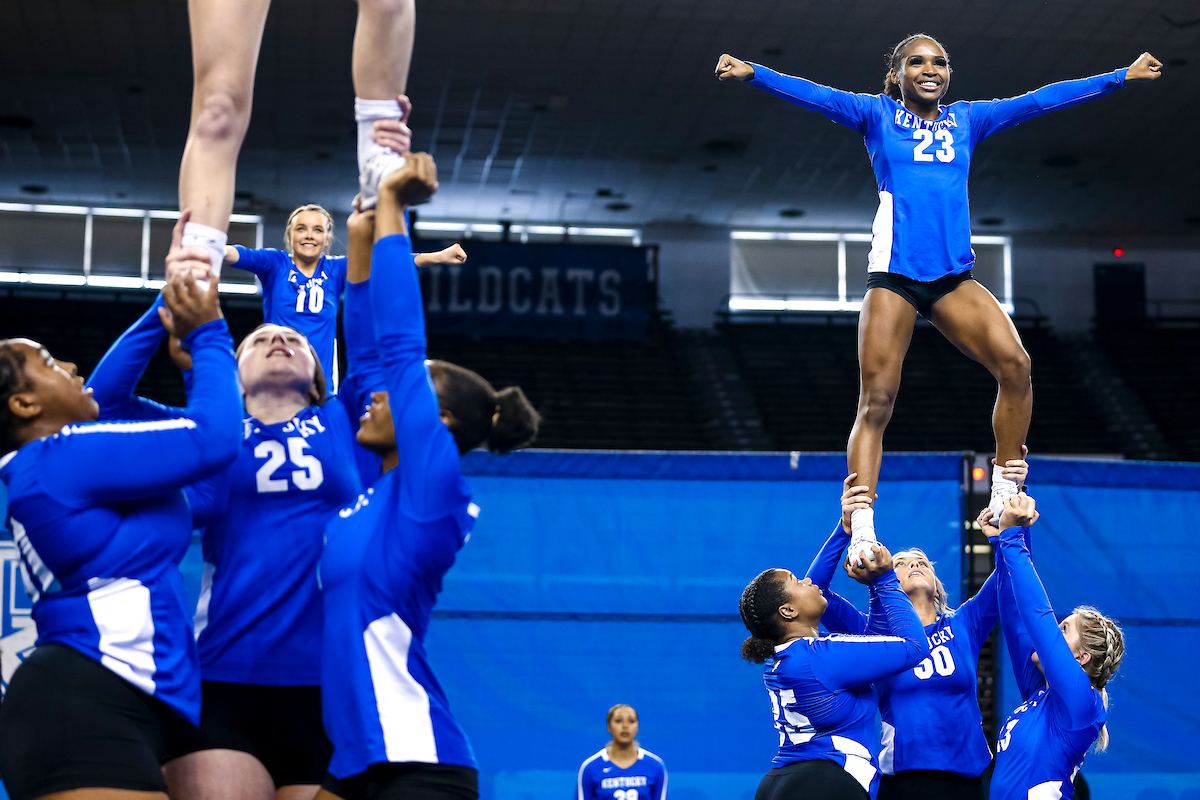 Mahogany Mobley.

Kentucky Stunt blue and white scrimmage. 

Photo by Eddie Justice | UK Athletics