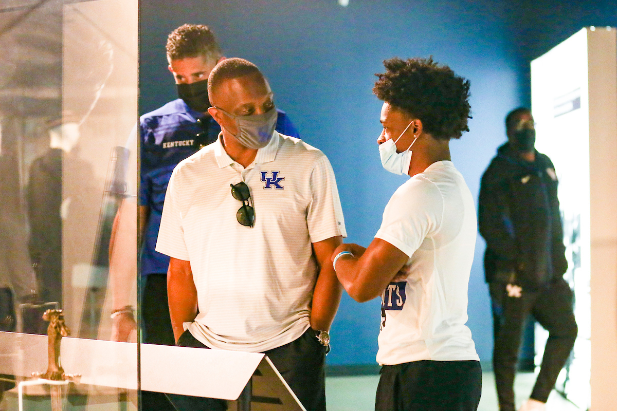 Orlando Antigua, Bruiser Flint, Kareem Watkins.

The Kentucky men's basketball team visited Fort Knox on Friday to visit with students and take a tour of the General George Patton Museum.

Photo by Grace Bradley | UK Athletics