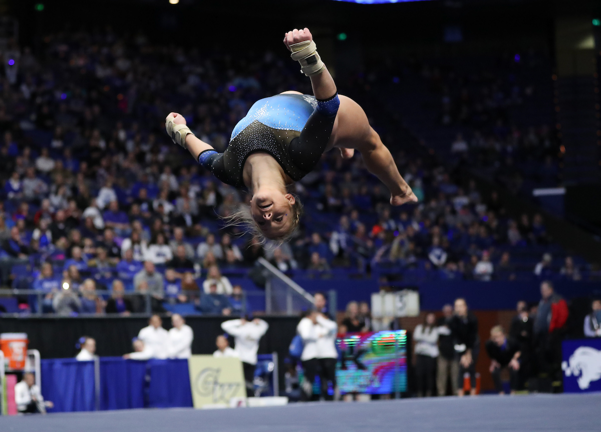 MOLLIE KORTH.

The University of Kentucky gymnastics team beat Ball State, Southeast Missouri, and George Washington on Friday, January 5, 2017 at Rupp Arena in Lexington, Ky.

Photo by Elliott Hess | UK Athletics