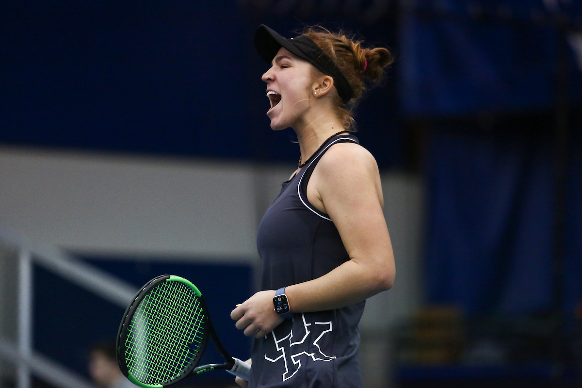 Akvile Parazinskaite.

Kentucky beat Texas A&M 4-3.

Photo by Hannah Phillips | UK Athletics