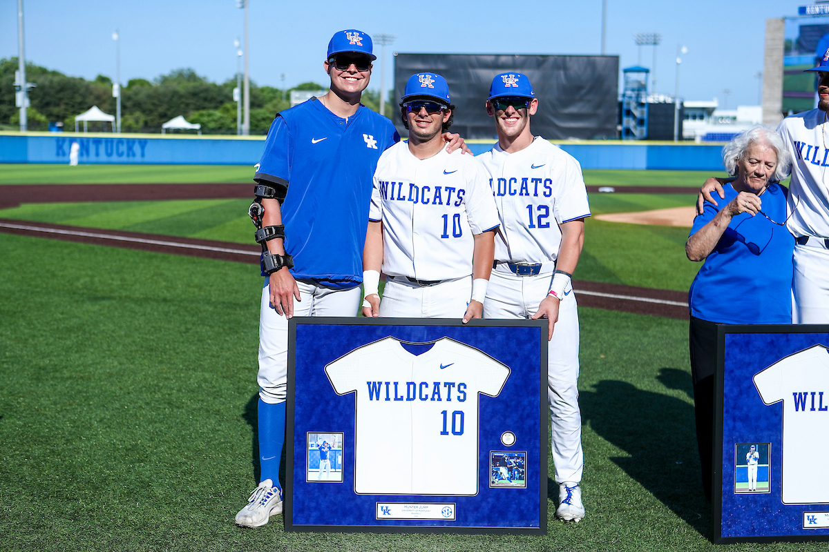 Darren Williams. Hunter Jump. Chase Estep.

2022 Kentucky Baseball Senior Day.

Photo by Sarah Caputi | UK Athletics