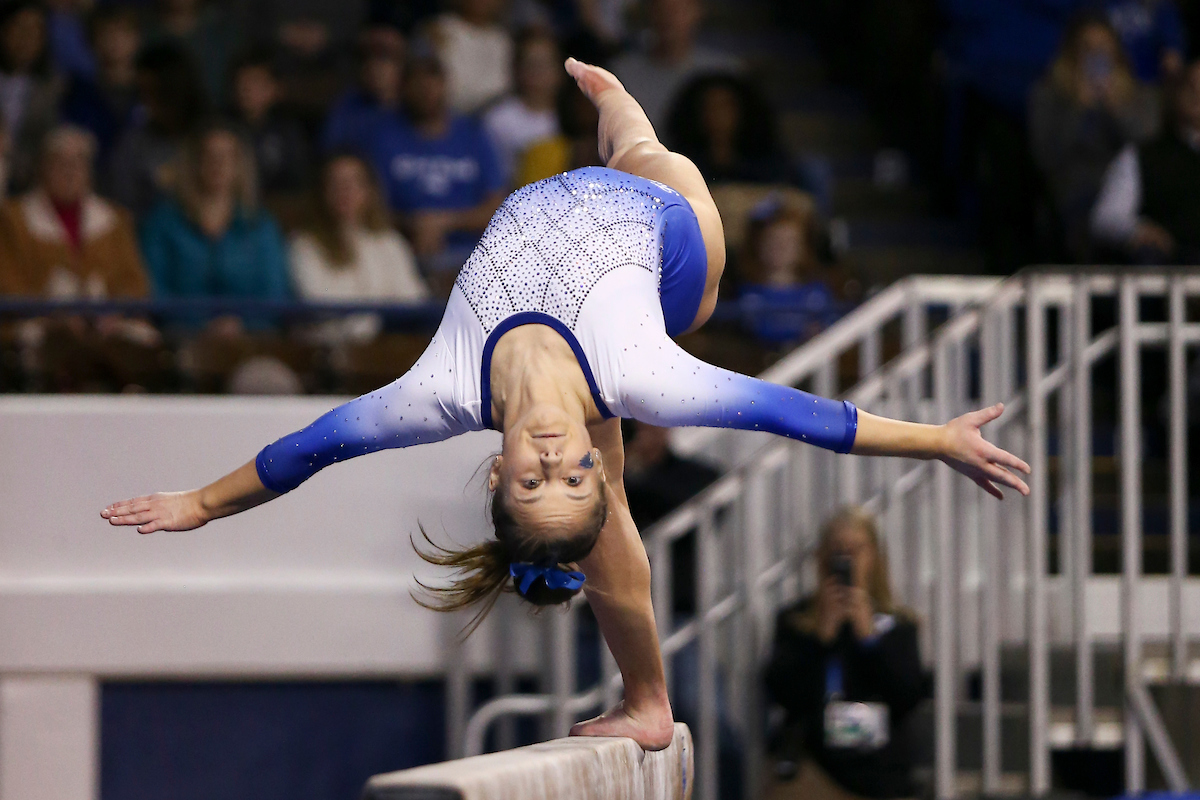 Anna Haigis.

Kentucky falls to Georgia 197.050-196.825.

Photo by Hannah Phillips | UK Athletics