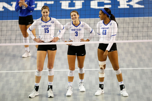 Brooke Morgan, Madison Lilley, Leah Edmond

UK volleyball beats Purdue in the second round of the NCAA Tournament.  

Photo by Meghan Baumhardt  | UK Athletics