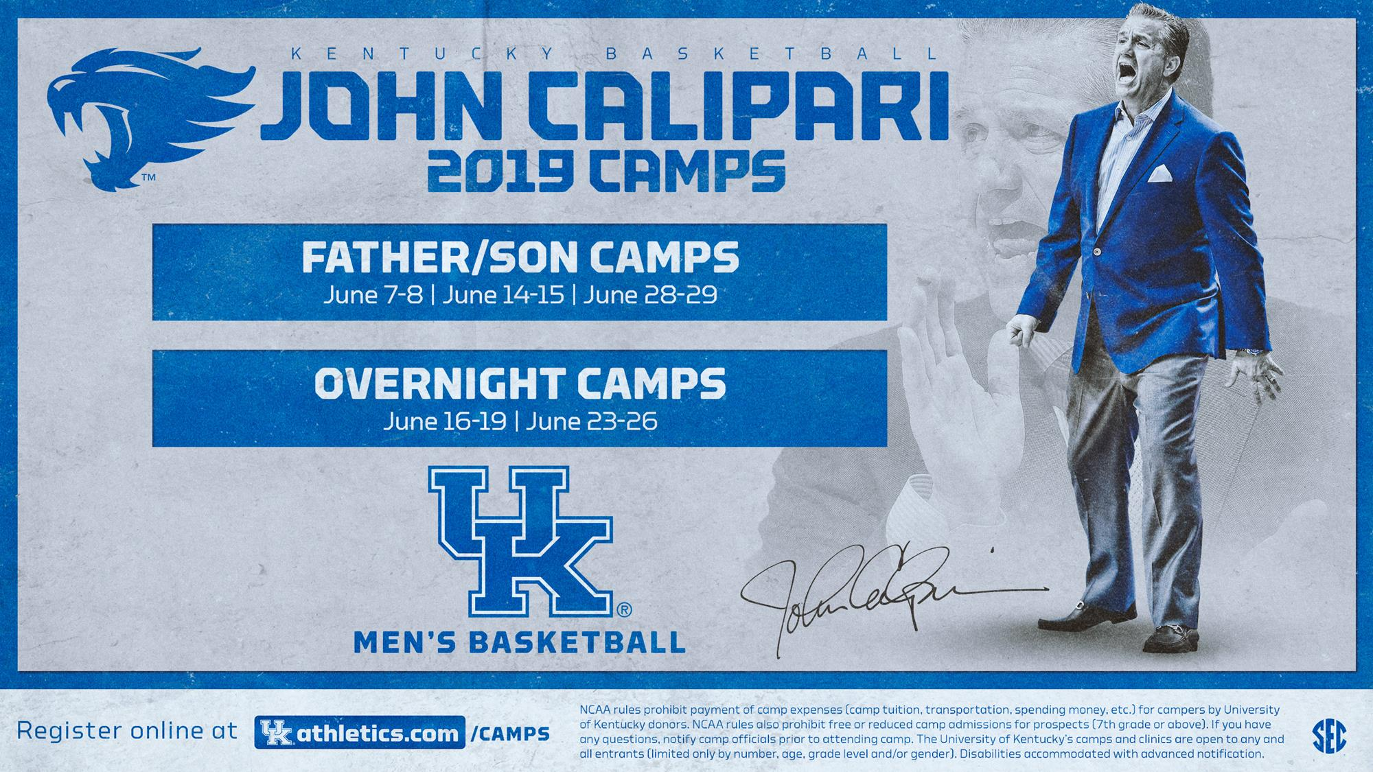 Dates for 2019 John Calipari Father/Son and Overnight Camps Set