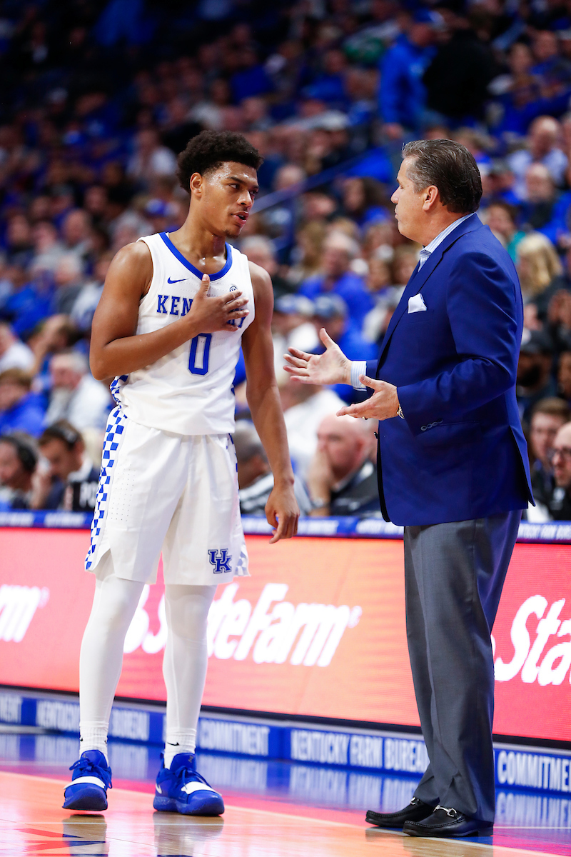 Quade Green. John Calipari.

Men's basketball beats North Dakota 96-58.

Photo by Chet White | UK Athletics