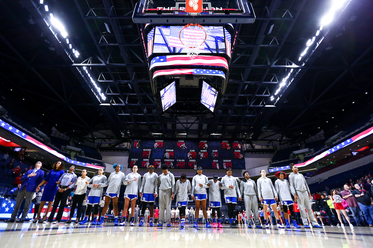 National Anthem. 

Kentucky beat Ole Miss 94-52.

Photo by Eddie Justice | UK Athletics