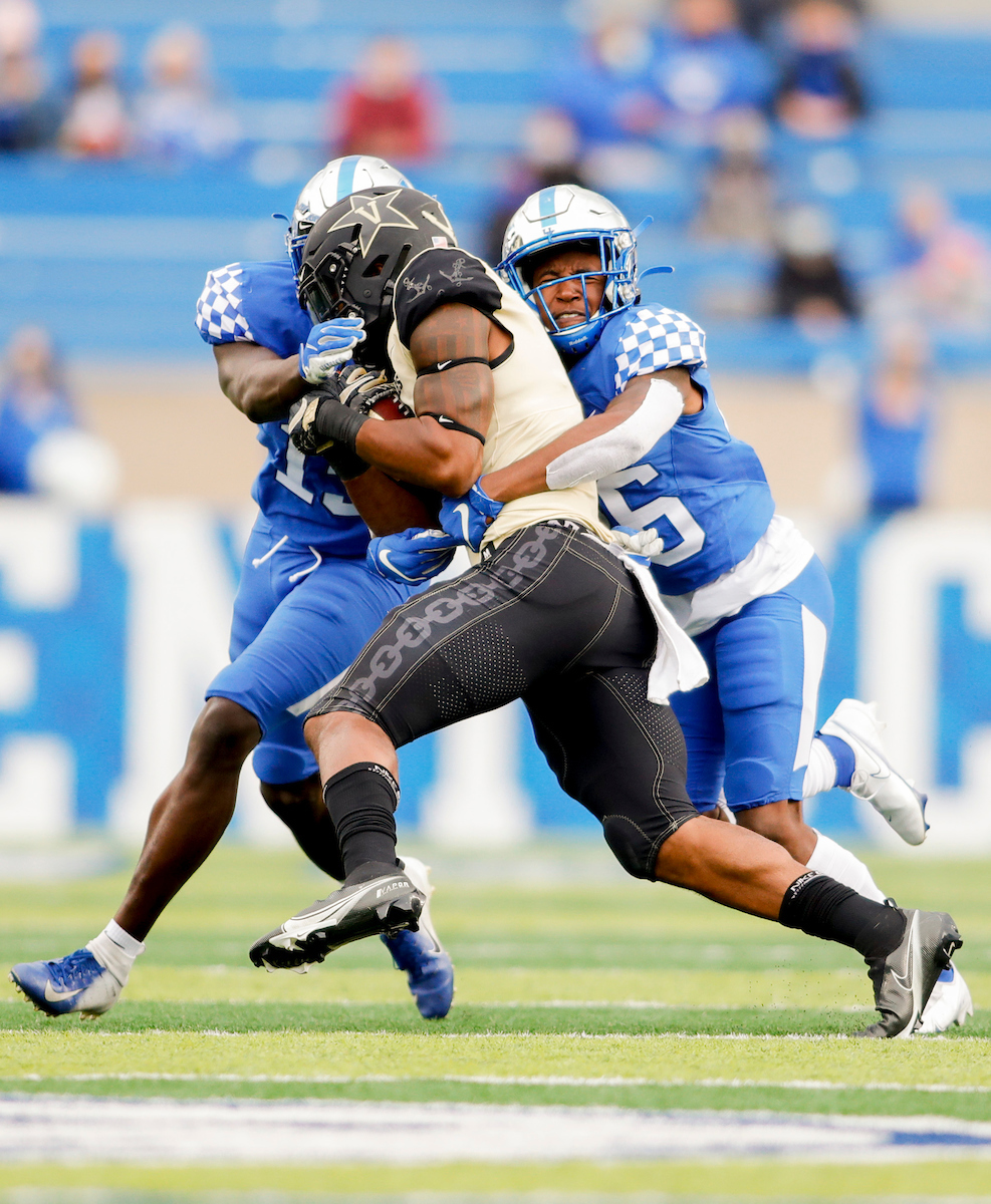 Defense.

UK beat Vandy 38-35.

Photo by Chet White | UK Athletics