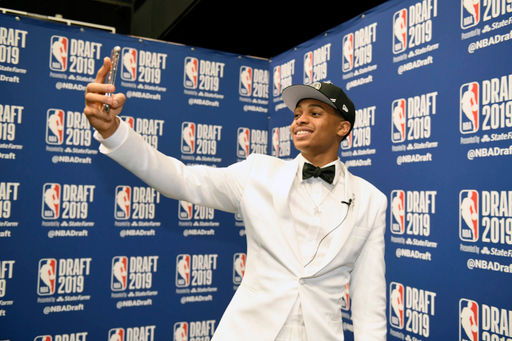 Keldon Johnson takes a selfie for San Antonio Spurs after being drafted by the San Antonio Spurs at the NBA Draft Thursday, June 19, 2019 in Brooklyn, New York. (Barry Williams for New York Daily News)