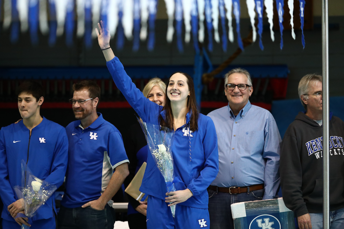 The UK men's and women's swim and drive teams beat Louisville on Senior Day at the Lancaster Aquatic Center on Saturday, January 26, 2019.

Photo by Elliott Hess | UK Athletics