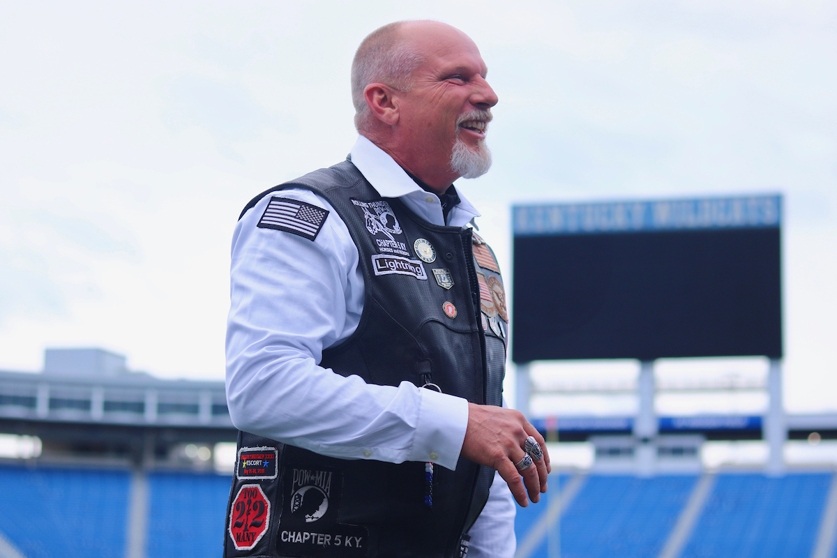 Four Chairs of Honor were dedicated by Rolling Thunder at Kroger Field in the four corners of the upper concourse on Thursday, November 1st, 2018.

Photos by Noah J. Richter | UK Athletics