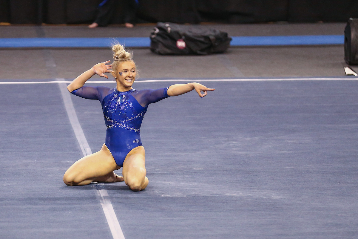 Hailey Davis.

Kentucky fall to Alabama 196.775 - 196.350.

Photo by Sarah Caputi | UK Athletics