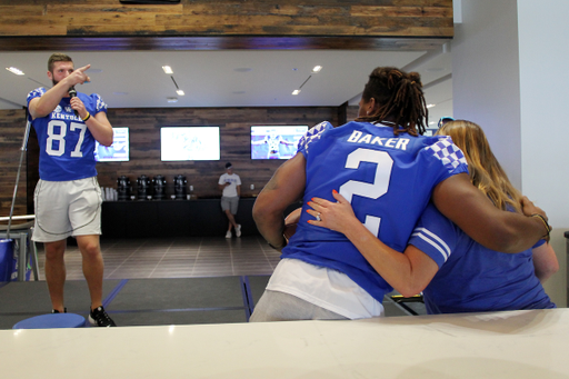 CJ Conrad. Dorian Baker. Fan.

Women's clinic hosted by Kentucky Football on July 28th, 2018 at Kroger Field in Lexington, Ky.

Photo by Quinlan Ulysses Foster I UK Athletics