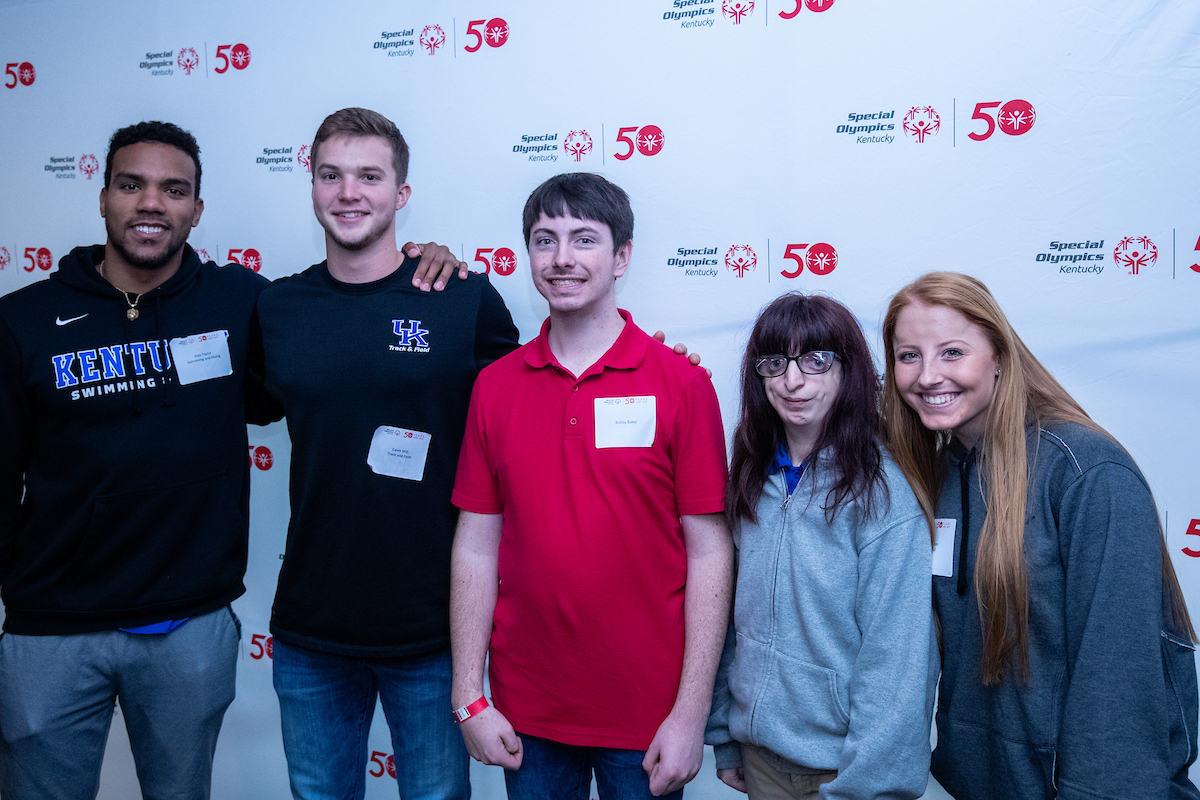 UK athletes bowl with members of Special Olympics at Collins Bowling Alley on , Saturday Dec. 8, 2018  in Lexington, Ky. Photo by Mark Mahan