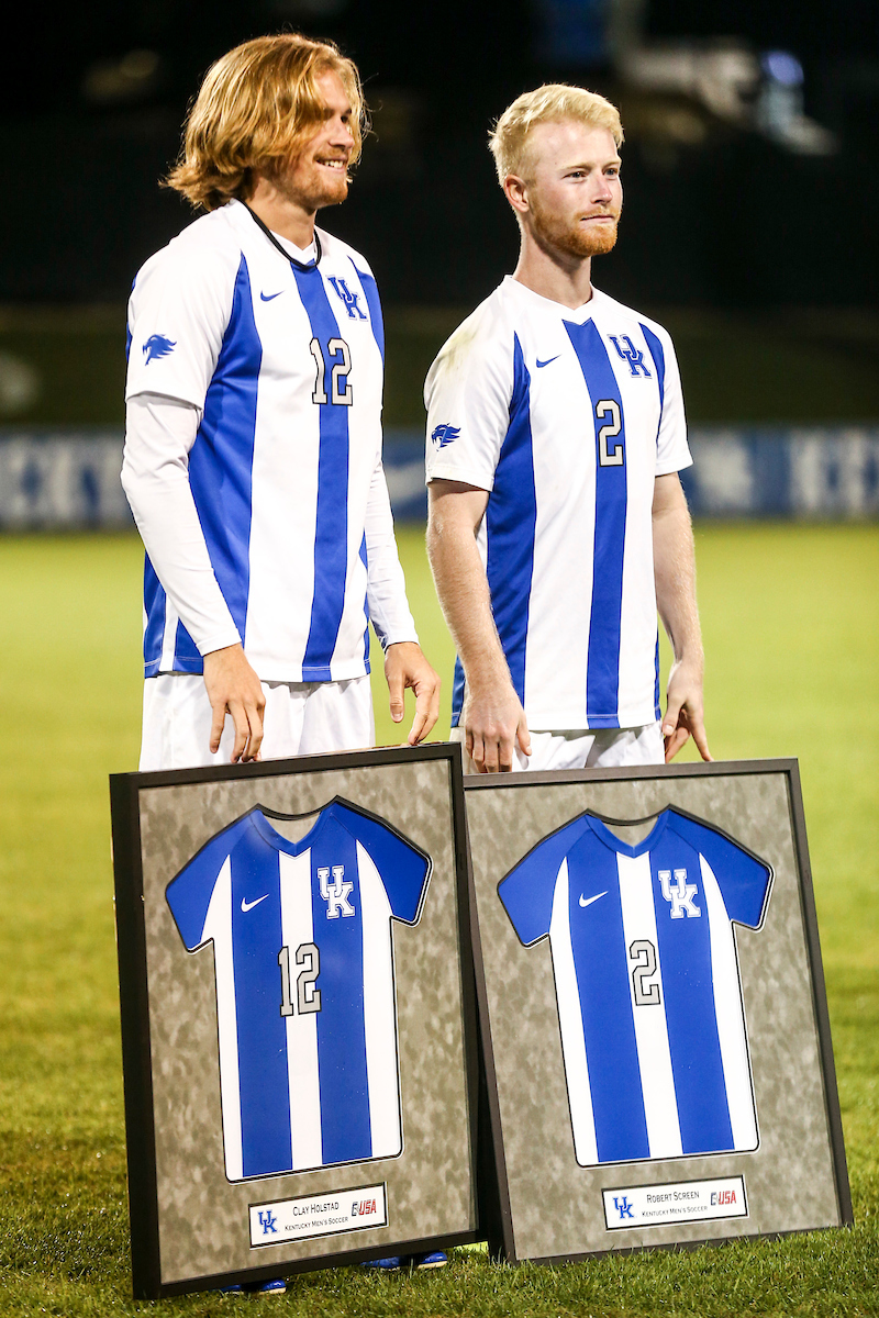 Clay Holstad, Robert Screen.

Kentucky MSOC Recognizes 14 Seniors.

Photo by Grace Bradley | UK Athletics