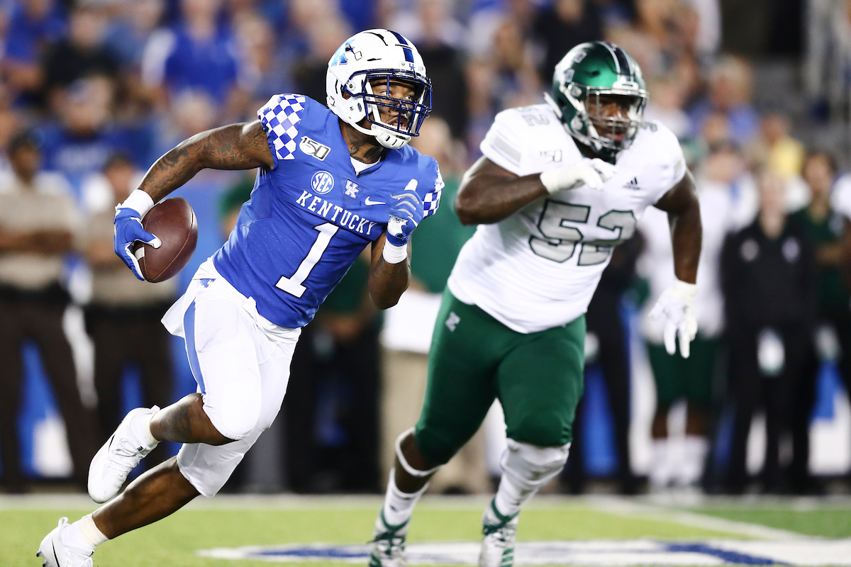 Lynn Bowden.


UK beat EMU 38-17.


Photo by Elliott Hess | UK Athletics
