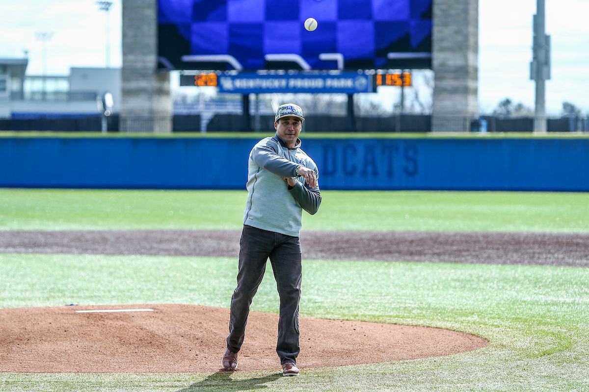 First Pitch, Dean Miller.

Kentucky defeats Georgia 18-5.

Photo by Sarah Caputi | UK Athletics