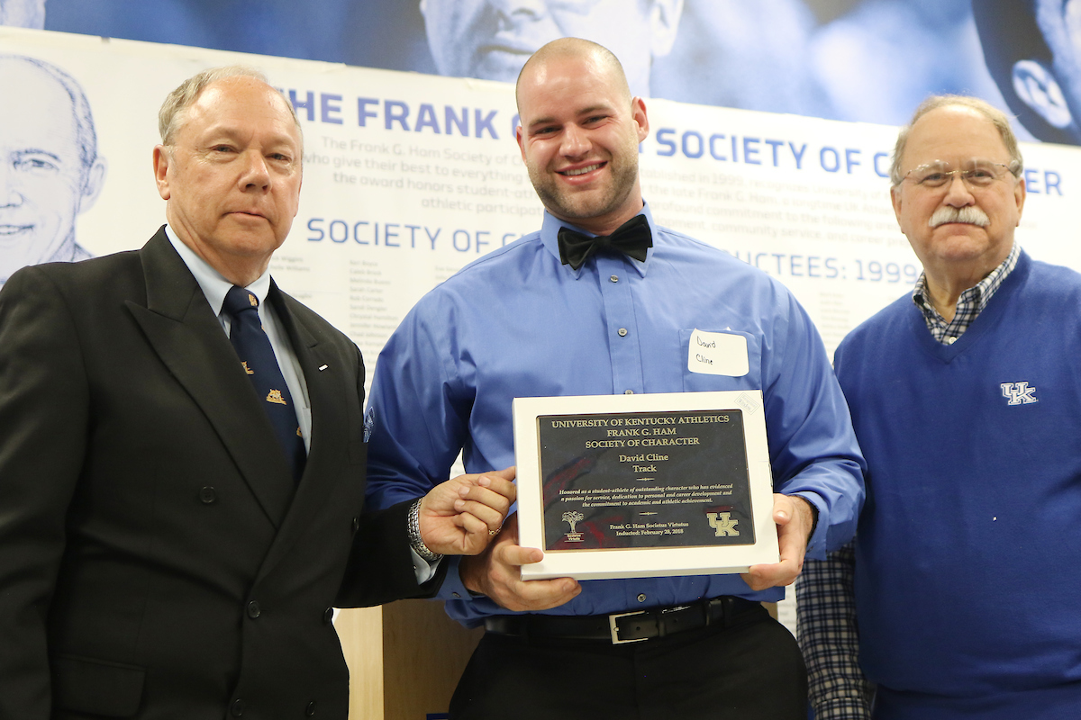 David Cline.

Frank G. Hamm Society of Character 2018.

Photo by Quinn Foster I UK Athletics