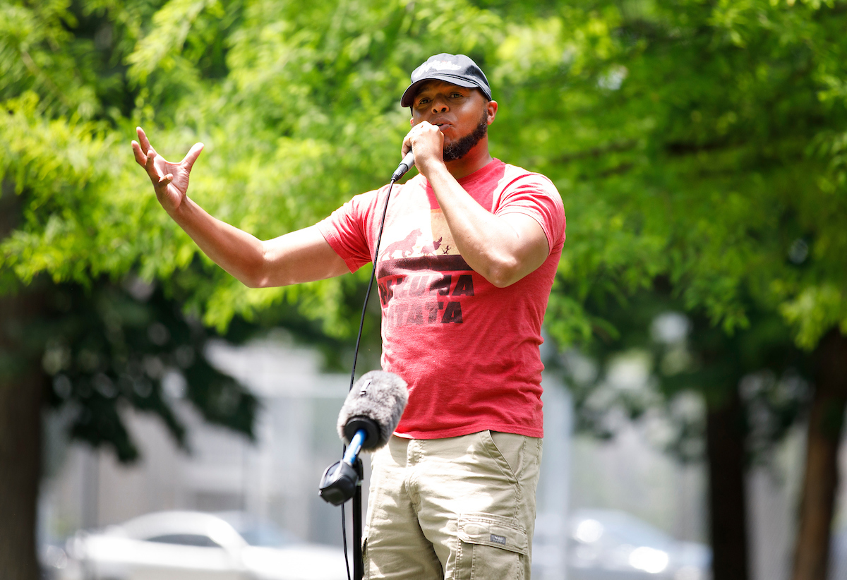 Divine Carama spoke at the Walk Forward rally on June 13, 2020. Photo by Mark Cornelison | UKphoto