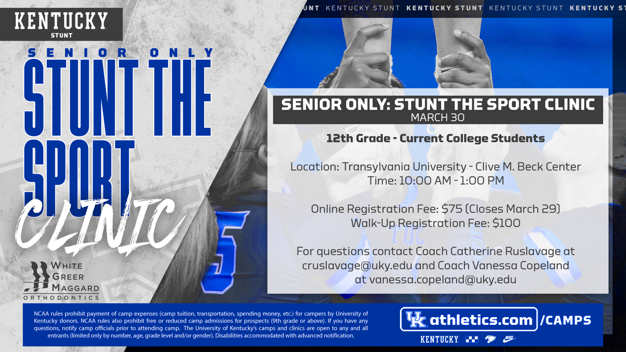University of Kentucky March STUNT the Sport Clinic