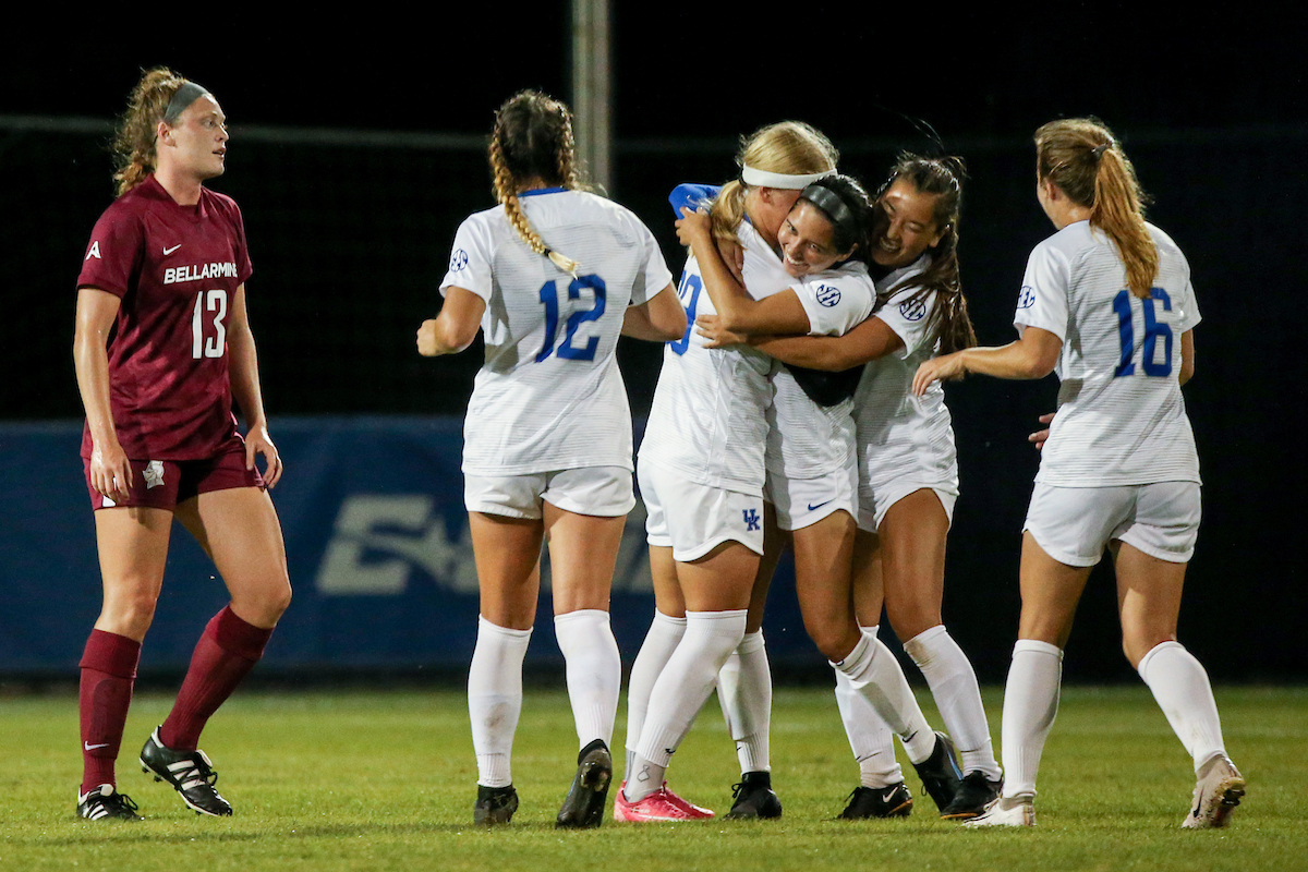 Miranda Jimenez, Anna Young, and Maria Olsen.

Kentucky beats Bellarmine 4 - 0.

Photo by Sarah Caputi | UK Athletics