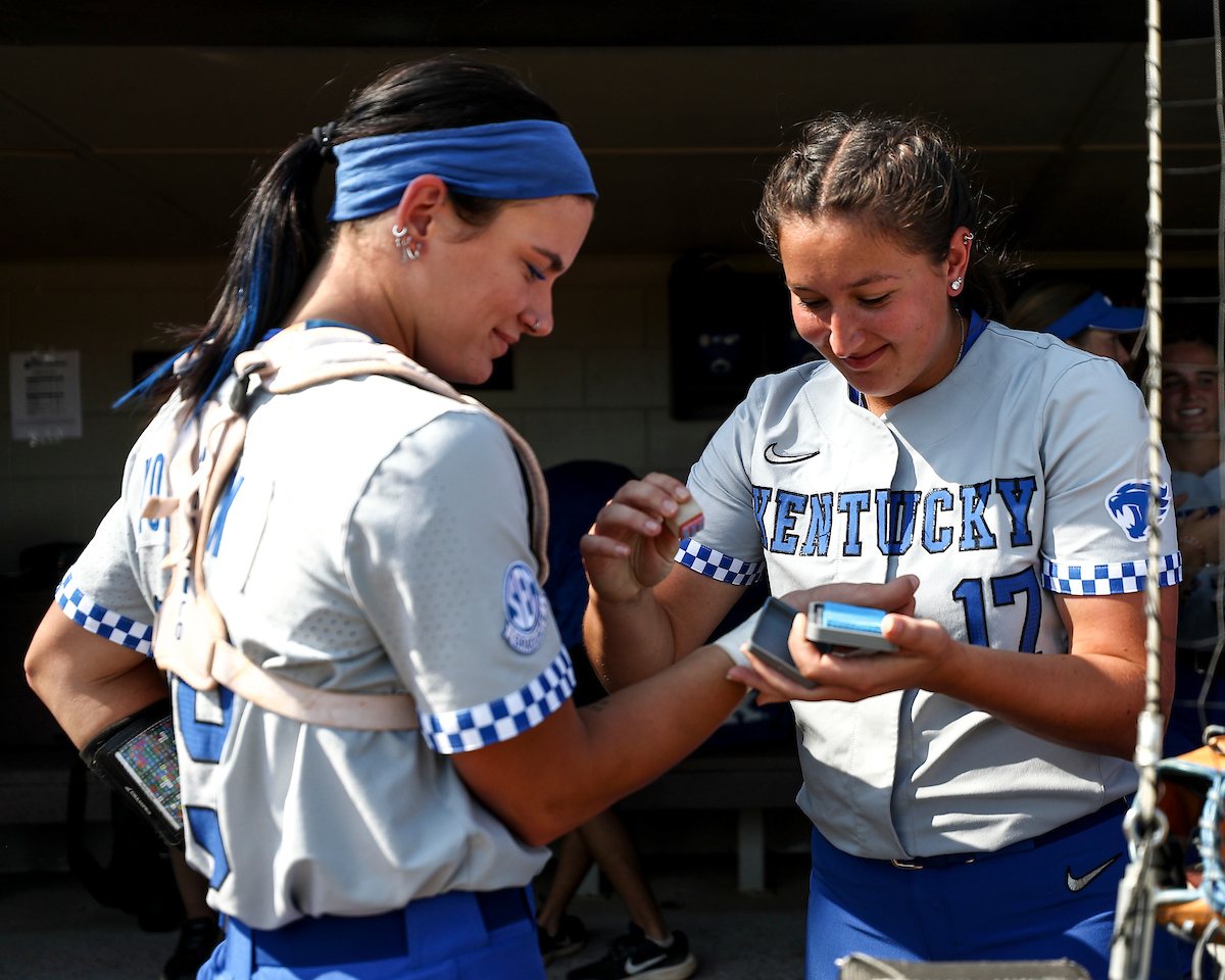 Kayla Kowalik, Sloan Gayan.Kentucky defeats Miami of Ohio 15-1.Photo by Grace Bradley | UK Athletics