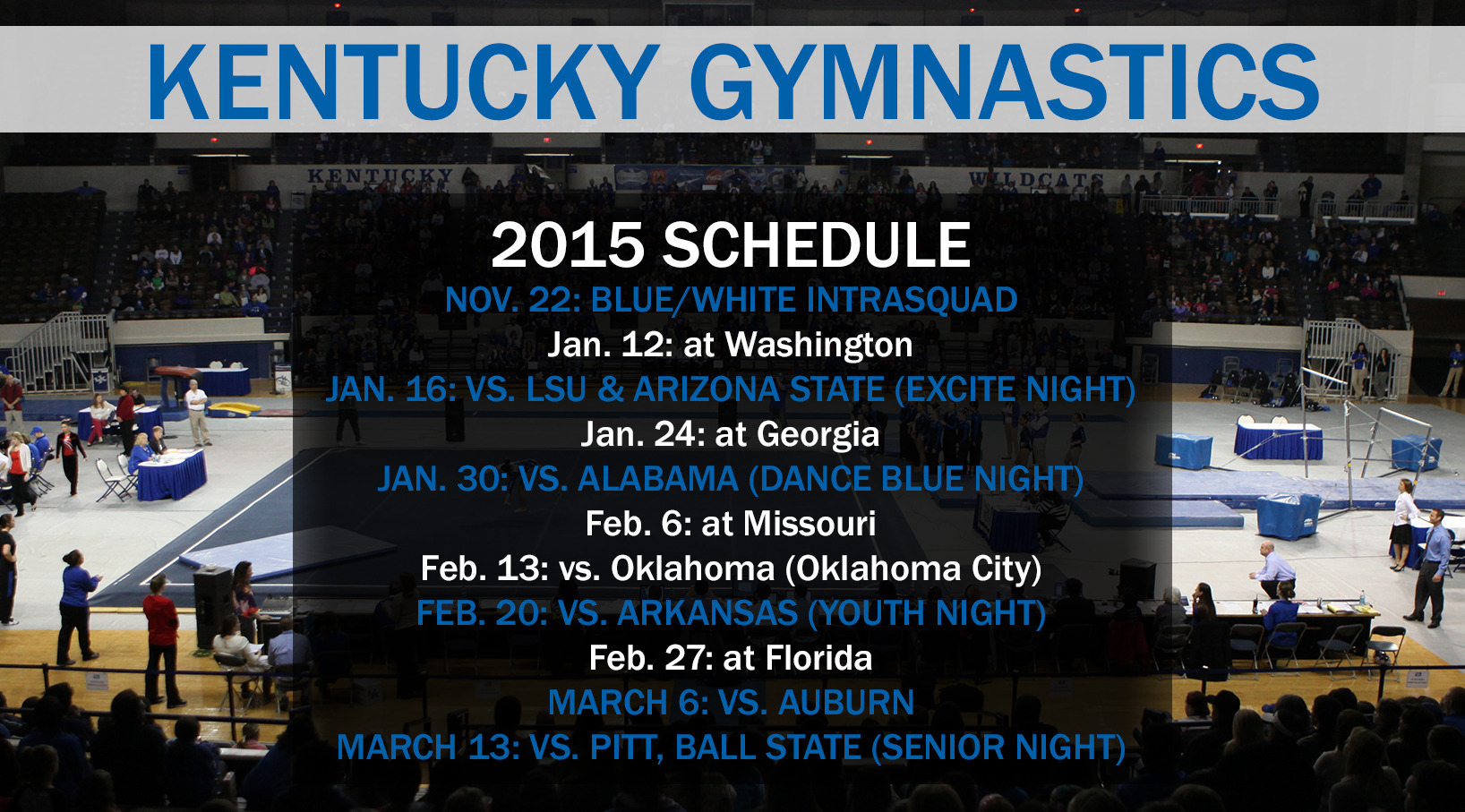 2015 Schedule Announced, Highlighted by Five Home Meets