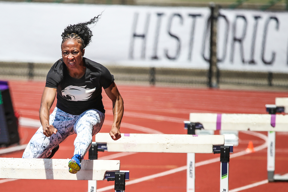 Jasmine Camacho-Quinn.

NCAA Track and Field Outdoor National Championships. Eugene, Oregon. Tuesday, June 5, 2018.

Photo by Chet White | UK Athletics