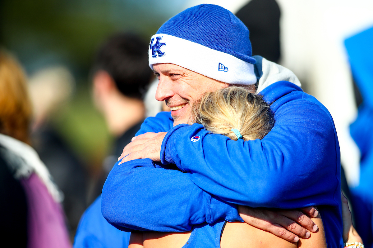 Hug. 

2019 SEC Cross Country Championships. 

Photo by Eddie Justice | UK Athletics