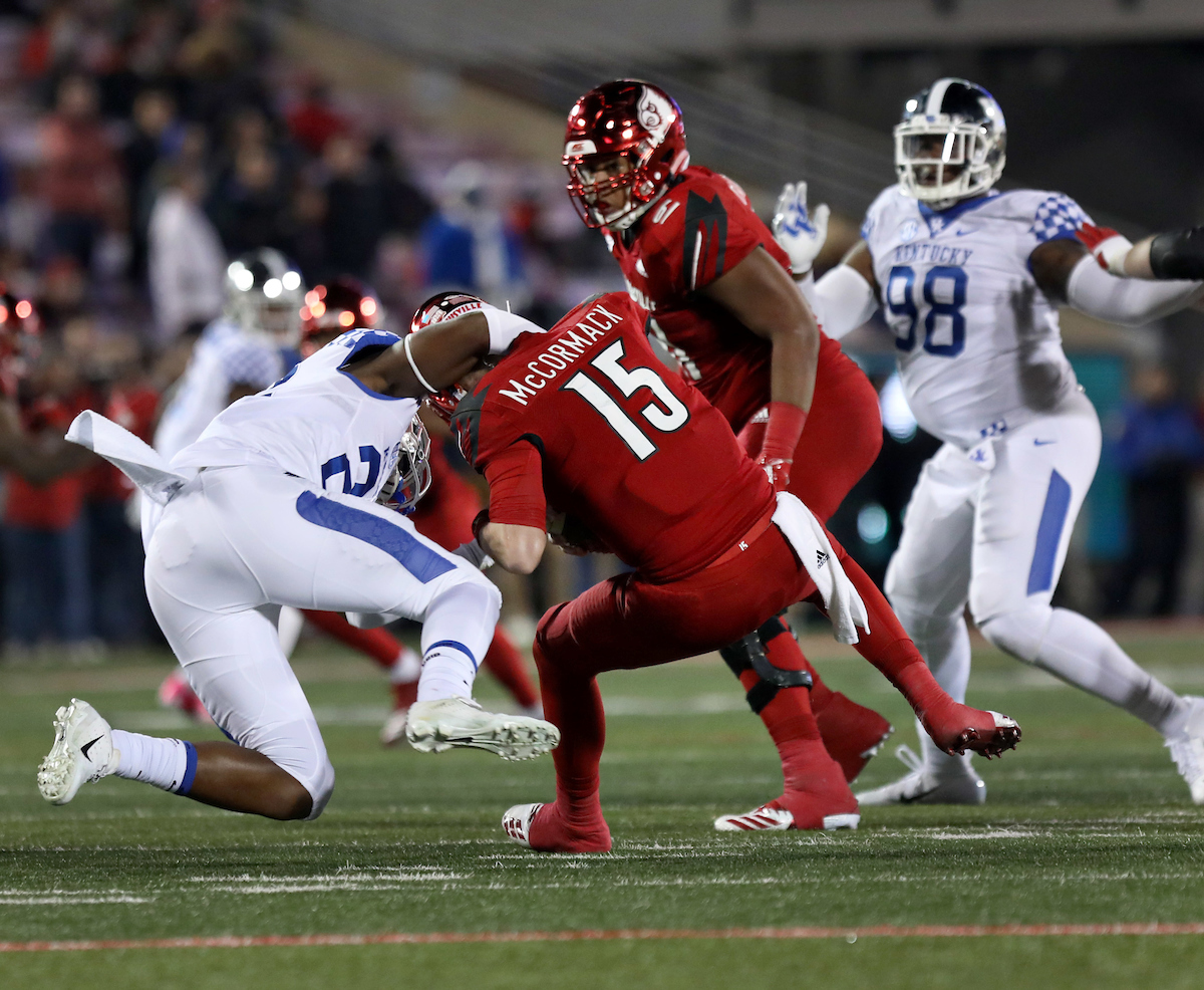 Chris Oats

Kentucky Football beats Louisville at Cardinal Stadium 56-10.

Photo By Robert Burge l UK Athletics