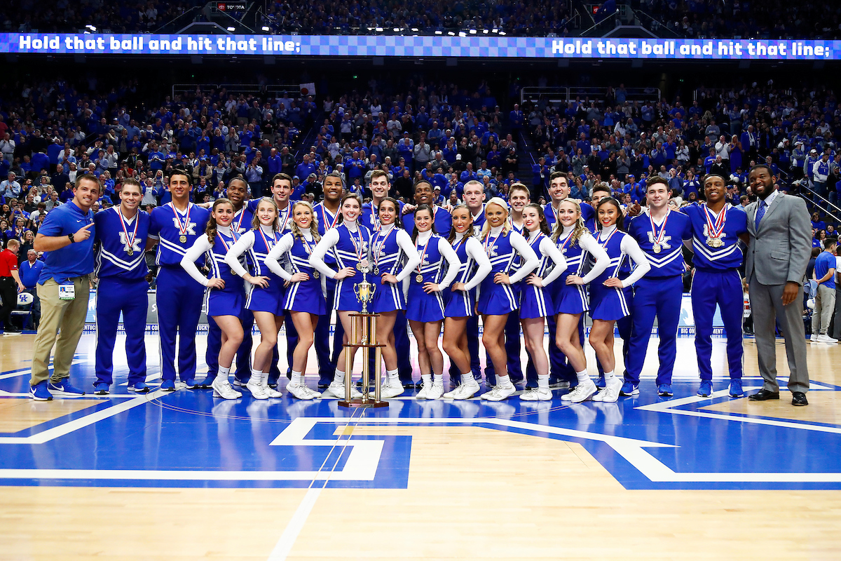 cheerleaders. 

The UK men's basketball team beat Kansas 71-63 at Rupp Arena on Saturday, January 26, 2019.

Photo by Chet White| UK Athletics