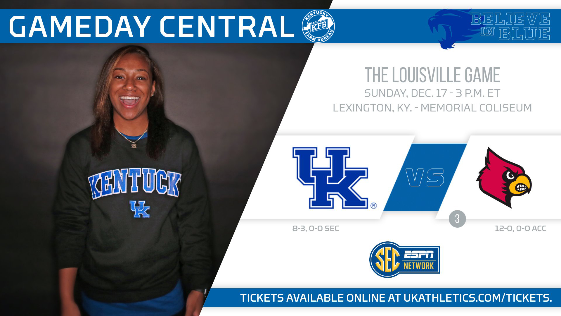 Kentucky Hosts No. 3/4 Louisville Sunday in Memorial Coliseum
