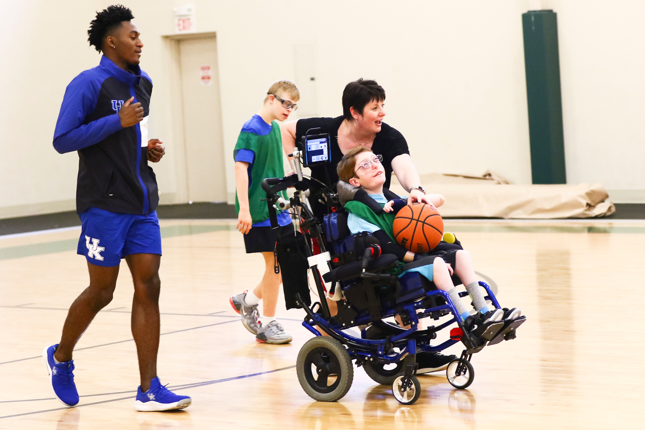 Immanuel Quickley. 

EJ Montgomery and Immanuel Quickley play basketball with with kids during a camp at Winstar Farm on Thursday, June 20th. 

Photo by Eddie Justice | UK Athletics