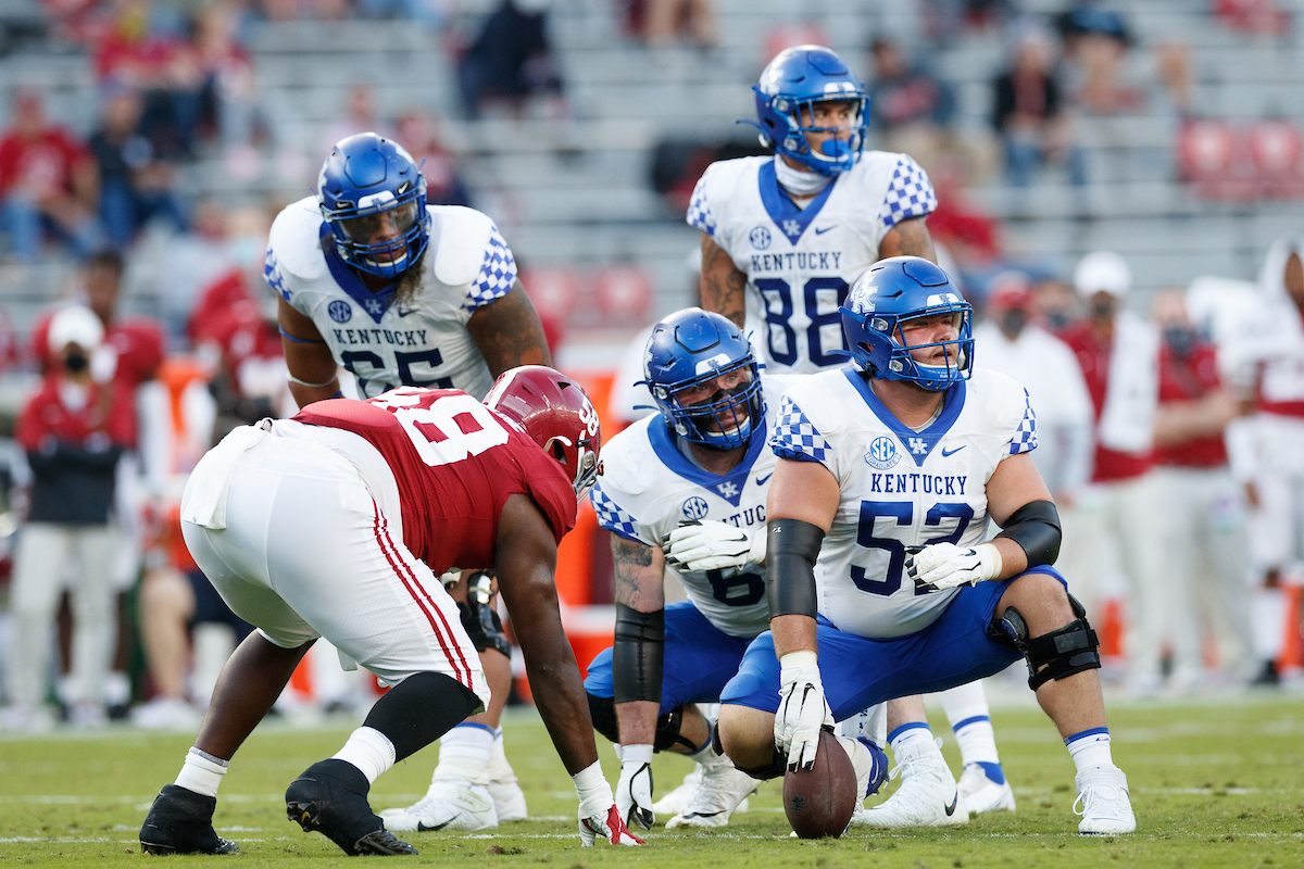 DARIAN KINNARD. KEATON UPSHAW. DRAKE JACKSON. AUSTIN DOTSON.Kentucky falls to Alabama, 63-3.Photo by Elliott Hess | UK Athletics
