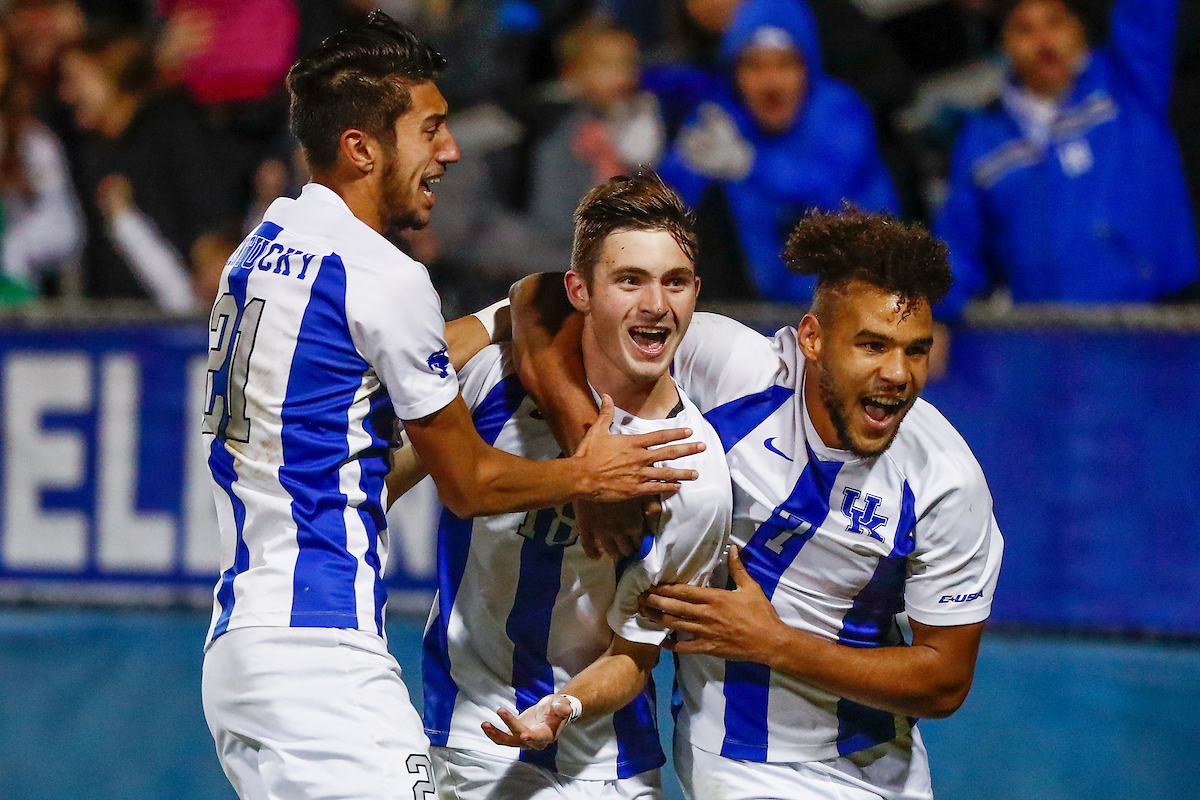 Kalil ElMedkhar. Bailey Rouse. JJ Williams.

Men's soccer beat Lipscomb 2-1.

Photo by Chet White | UK Athletics