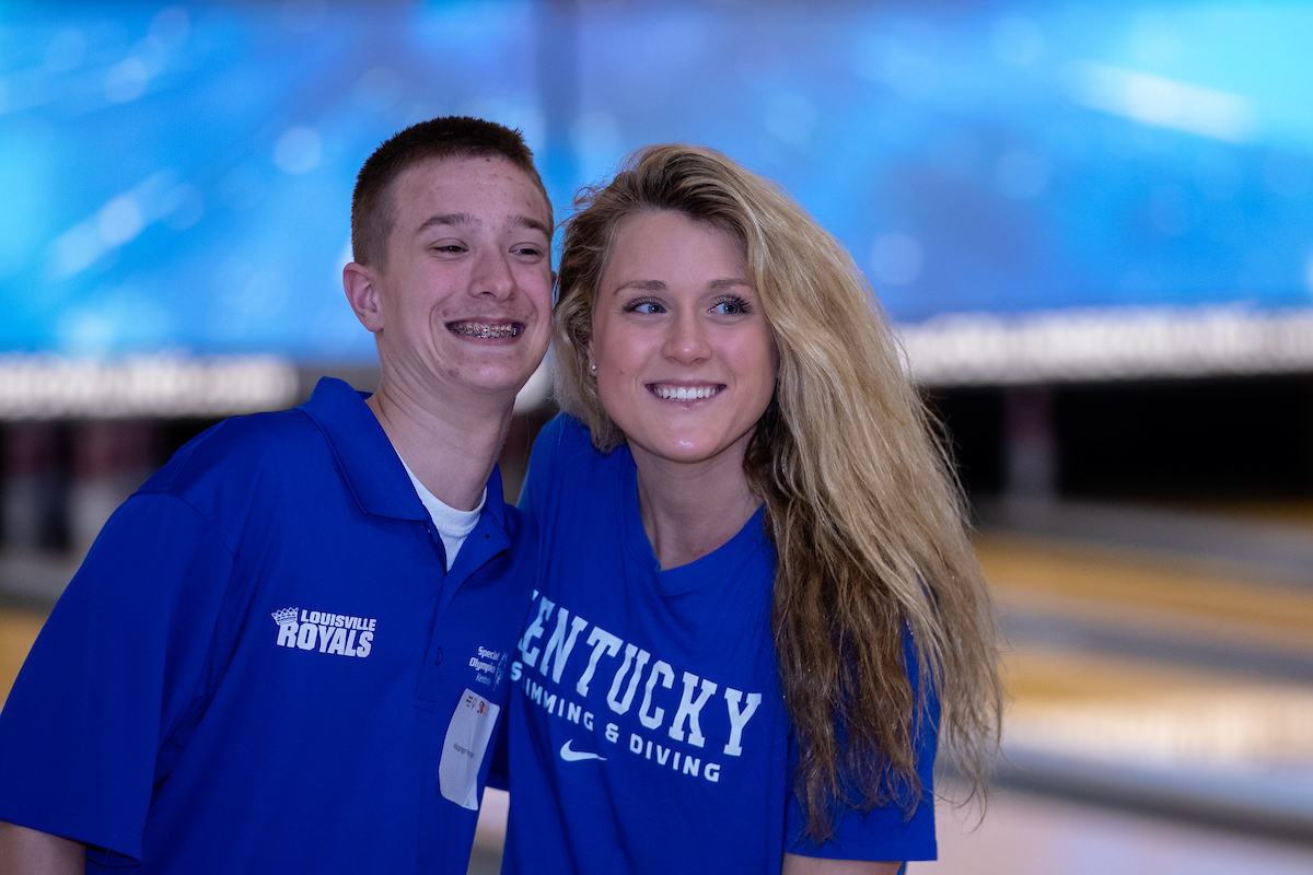 UK athletes bowl with members of Special Olympics at Collins Bowling Alley on , Saturday Dec. 8, 2018  in Lexington, Ky. Photo by Mark Mahan